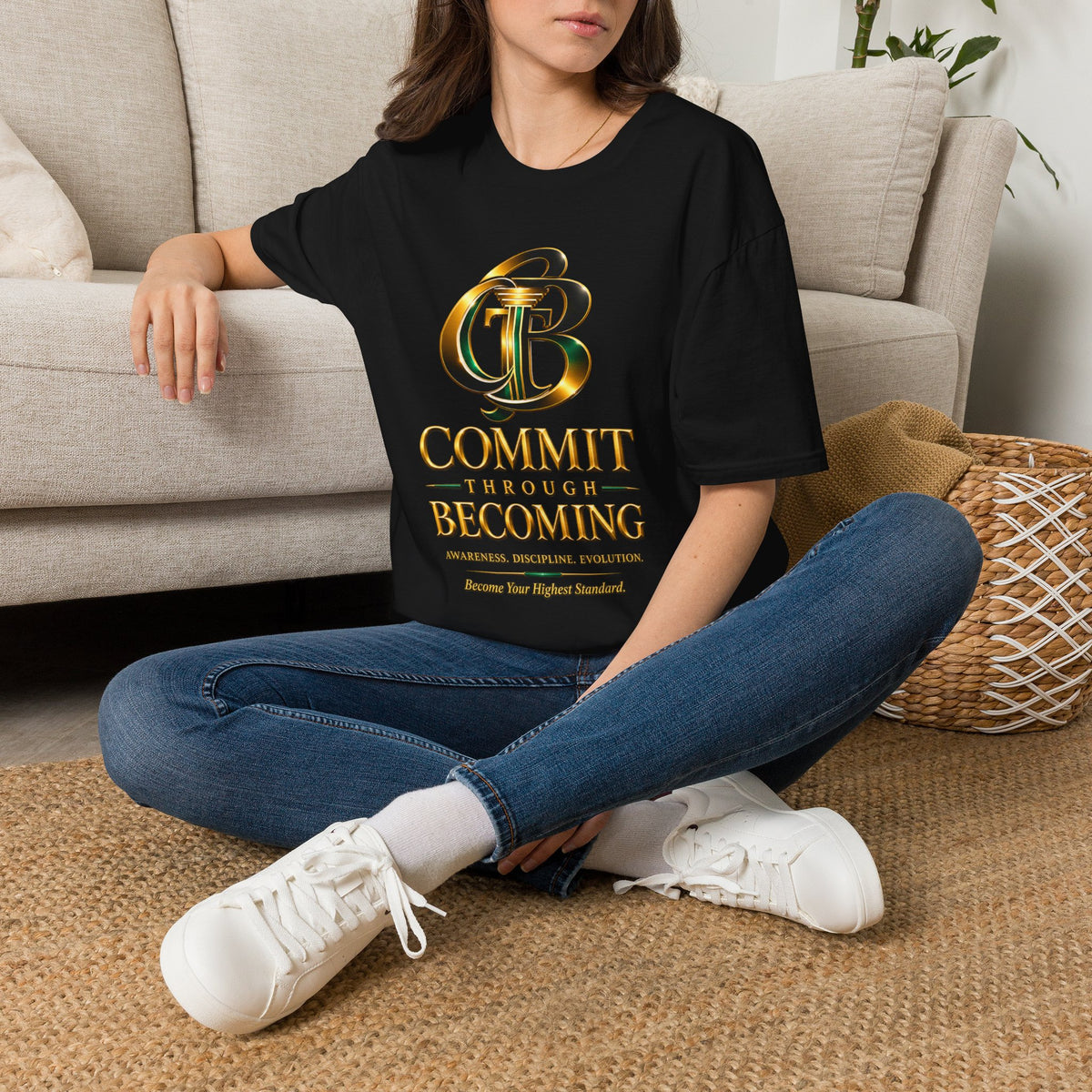 COMMIT THROUGH BECOMING™ Premium Graphic Tee