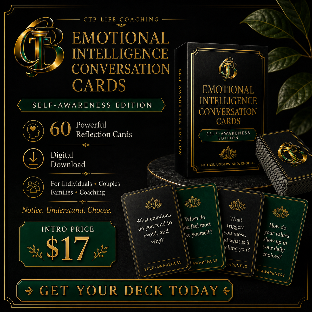 SELF-AWARENESS EDITION -EMOTIONAL INTELLIGENCE CONVERSATION CARDS™
